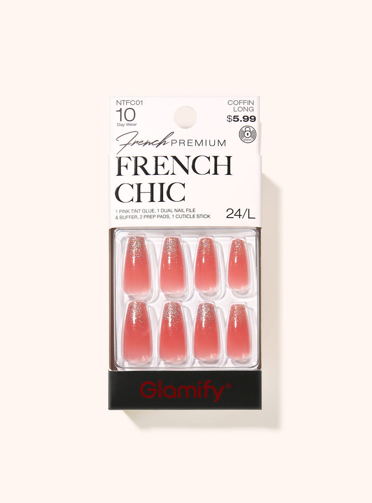 absolute new york NTFC01 French Chic Press On Nails - Coffin Long