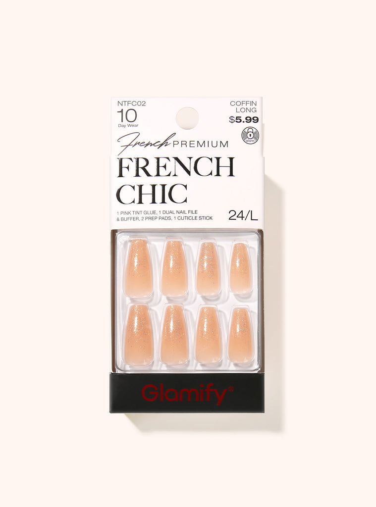 absolute new york NTFC02 French Chic Press On Nails - Coffin Long