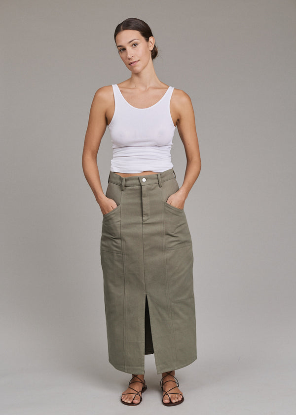acacia JORIAN DENIM SKIRT - SPRING 2025 Loden