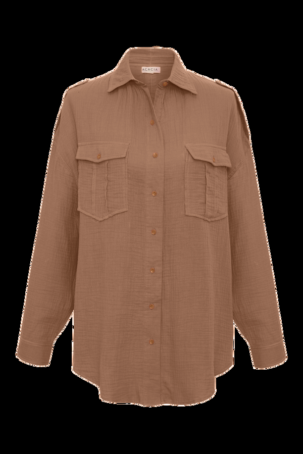 Acacia VERA COTTON GAUZE TOP - FALL 2023 Oyster