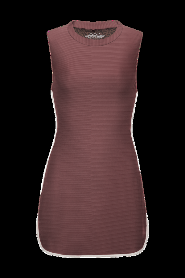 Acacia ALMA PIPED TENNIS DRESS - SUMMER 2024 Rouge Dual Ribbed