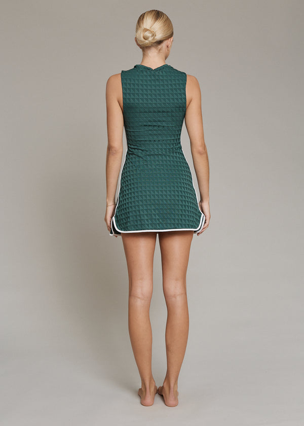 Acacia ALMA PIPED TENNIS DRESS - SUMMER 2025 Fir Triangle Textured