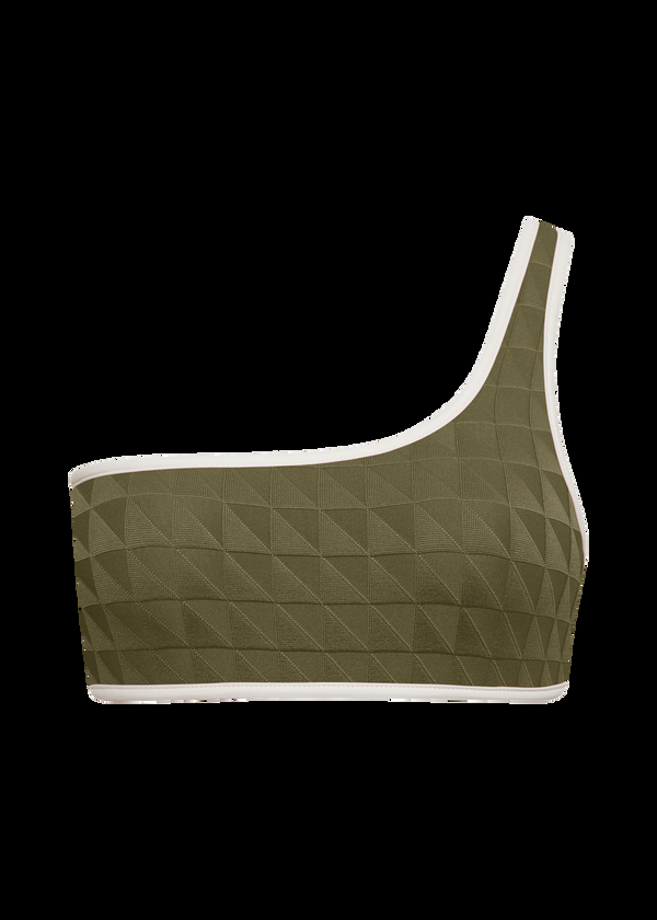 Acacia CELINE PIPED TOP - SPRING 2025 Loden Triangle Textured