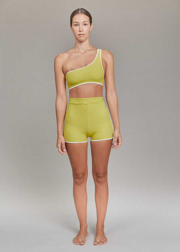 acacia CELINE PIPED TOP - SPRING 2025 Loden Triangle Textured