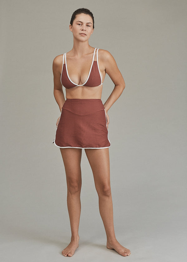 acacia LANEY PIPED TENNIS SKIRT - SUMMER 2024 Rouge Dual Ribbed