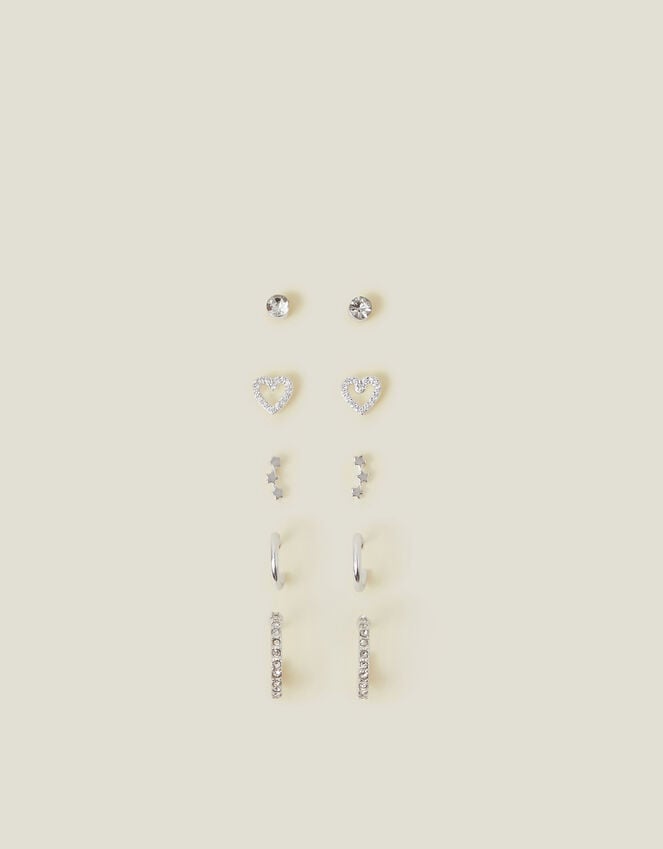 Accessorize 10-Pack Diamante Star Stud And Hoop Earrings