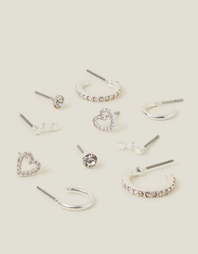 accessorize 10-Pack Diamante Star Stud and Hoop Earrings