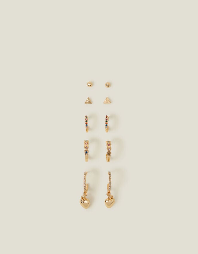 Accessorize 10-Pack Heart Gemstone Stud And Hoop Earrings