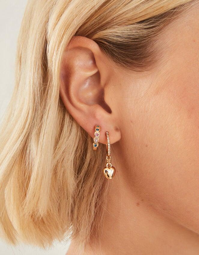 Accessorize 10-Pack Heart Gemstone Stud And Hoop Earrings