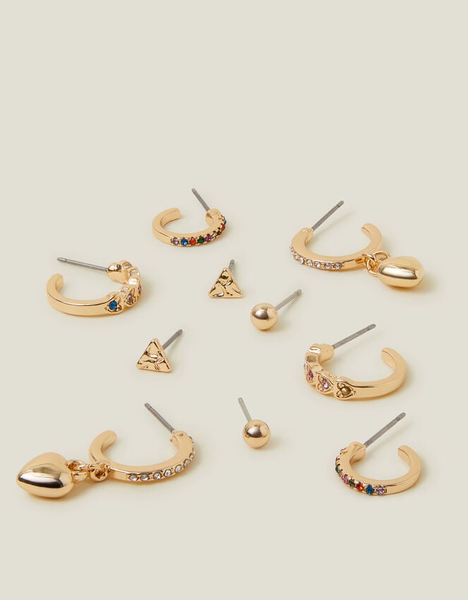 accessorize 10-Pack Heart Gemstone Stud and Hoop Earrings