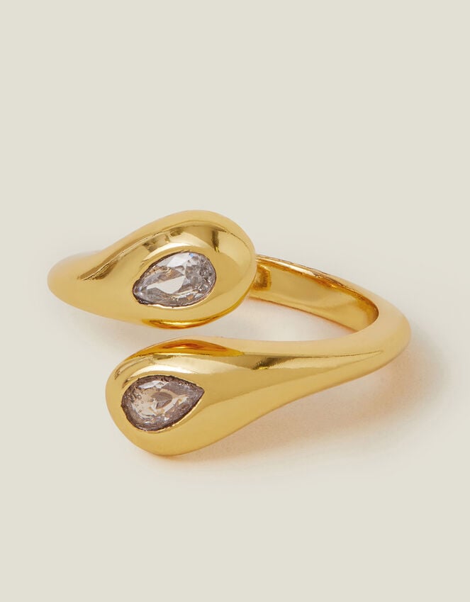 accessorize 14ct Gold-Plated Adjustable Sparkle Ring