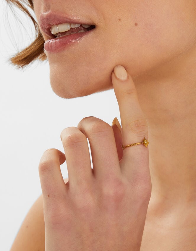 Accessorize 14ct Gold-Plated Adjustable Star Ring Gold