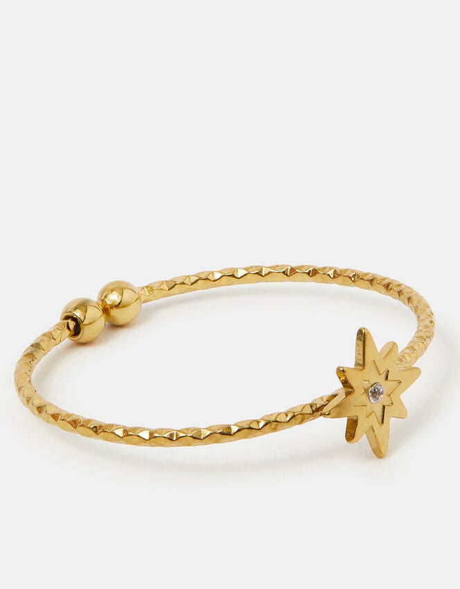 accessorize 14ct Gold-Plated Adjustable Star Ring Gold