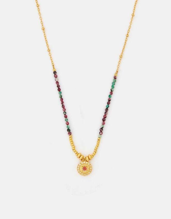 accessorize 14ct Gold-Plated Bead Disc Pendant Necklace
