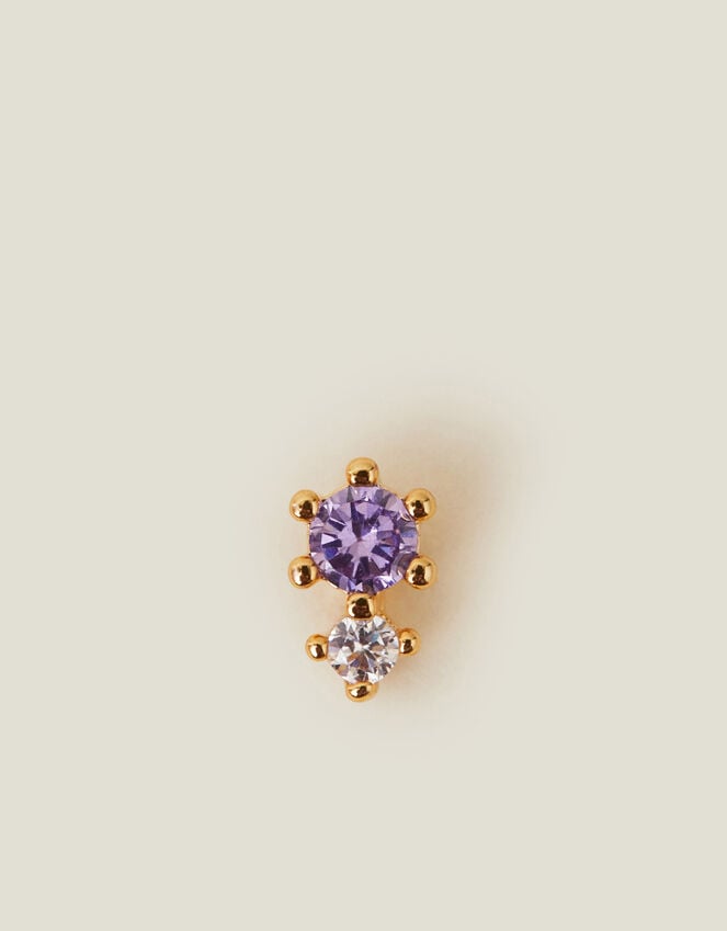 Accessorize 14ct Gold-Plated Birthstone Single Stud Earring Gold