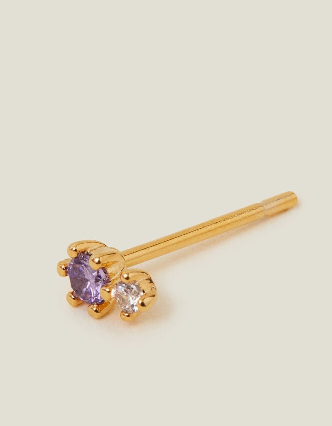 Accessorize 14ct Gold-Plated Birthstone Single Stud Earring Gold