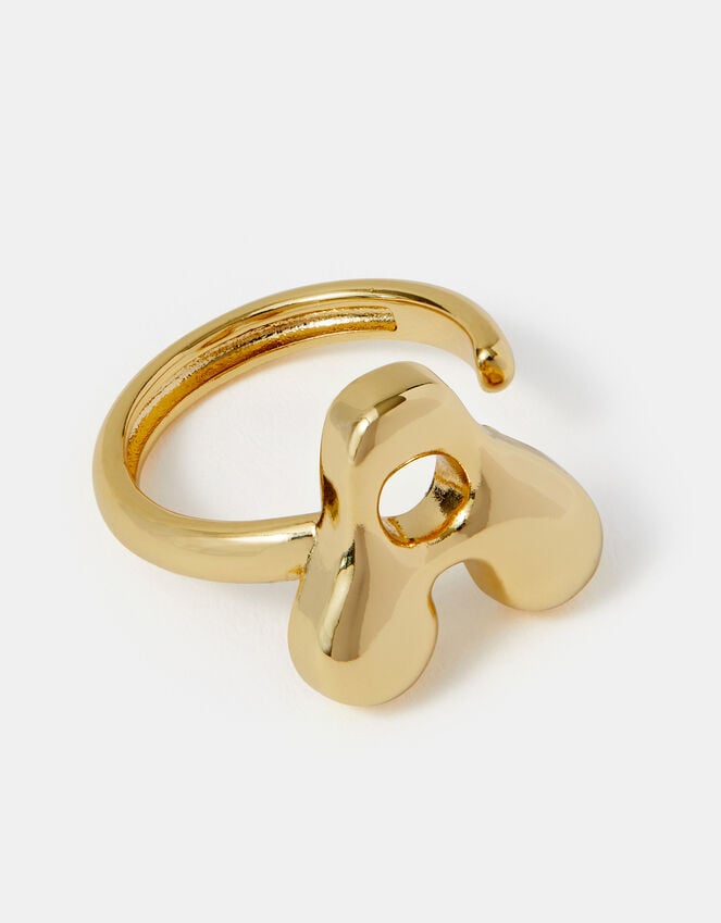 Accessorize 14ct Gold-Plated Bubble Initial Ring Gold