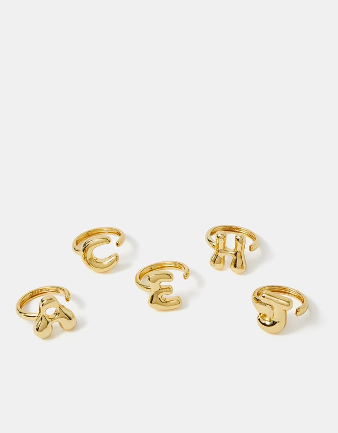 Accessorize 14ct Gold-Plated Bubble Initial Ring Gold