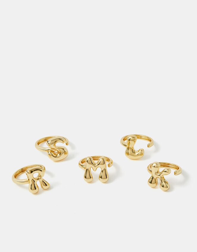 Accessorize 14ct Gold-Plated Bubble Initial Ring Gold