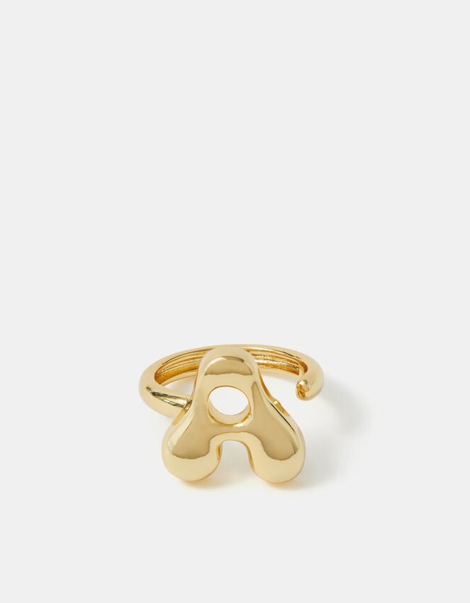 accessorize 14ct Gold-Plated Bubble Initial Ring Gold