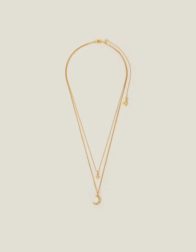 Accessorize 14ct Gold-Plated Celestial Pendant Layered Necklace