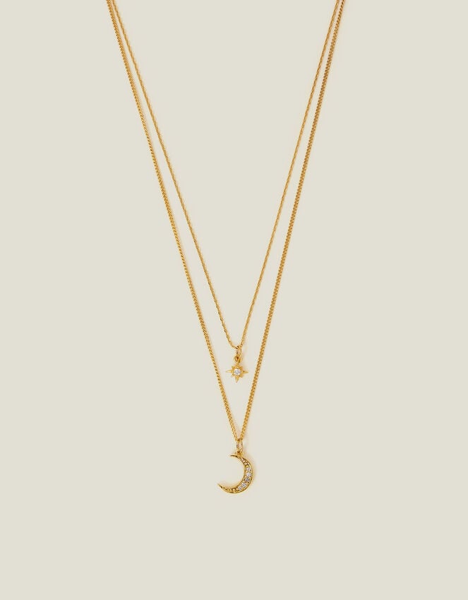 accessorize 14ct Gold-Plated Celestial Pendant Layered Necklace