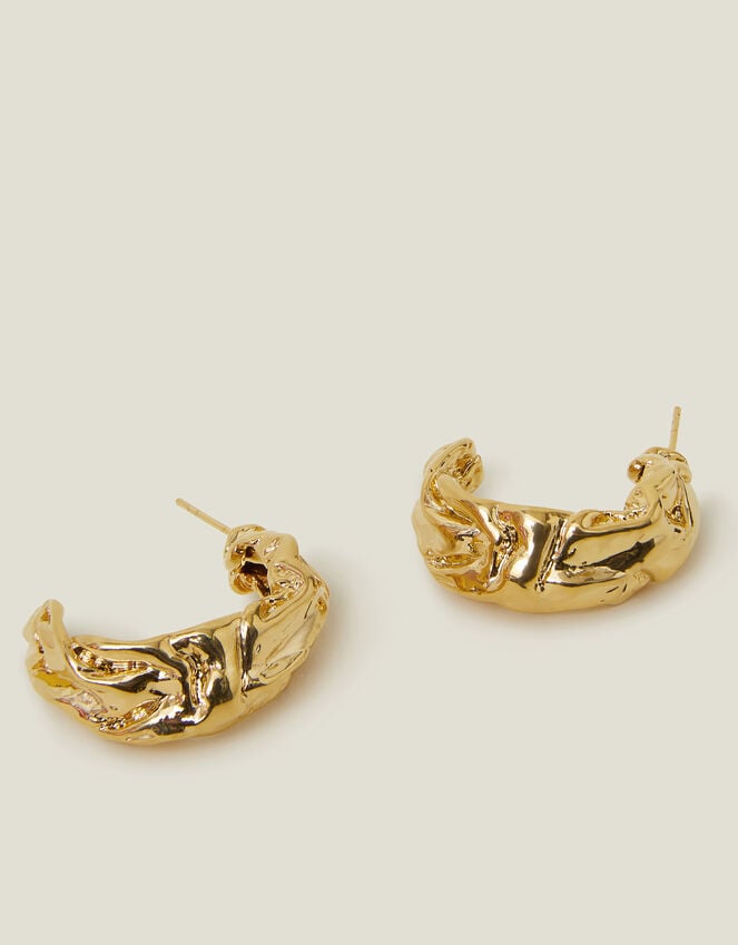 accessorize 14ct Gold-Plated Chunky Molten Hoop Earrings