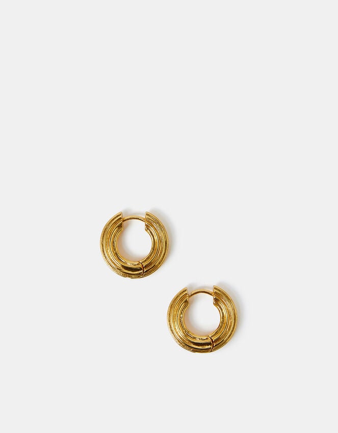 Accessorize 14ct Gold-Plated Chunky Ridge Hoop Earrings