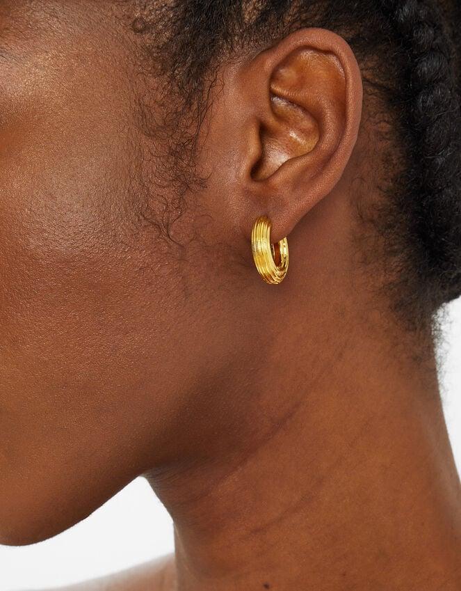 Accessorize 14ct Gold-Plated Chunky Ridge Hoop Earrings