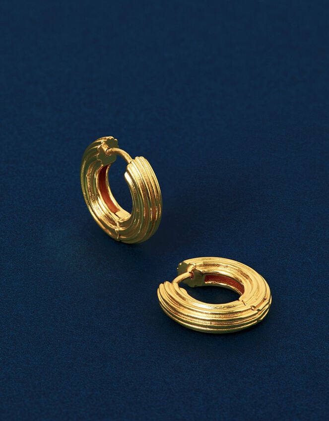 Accessorize 14ct Gold-Plated Chunky Ridge Hoop Earrings