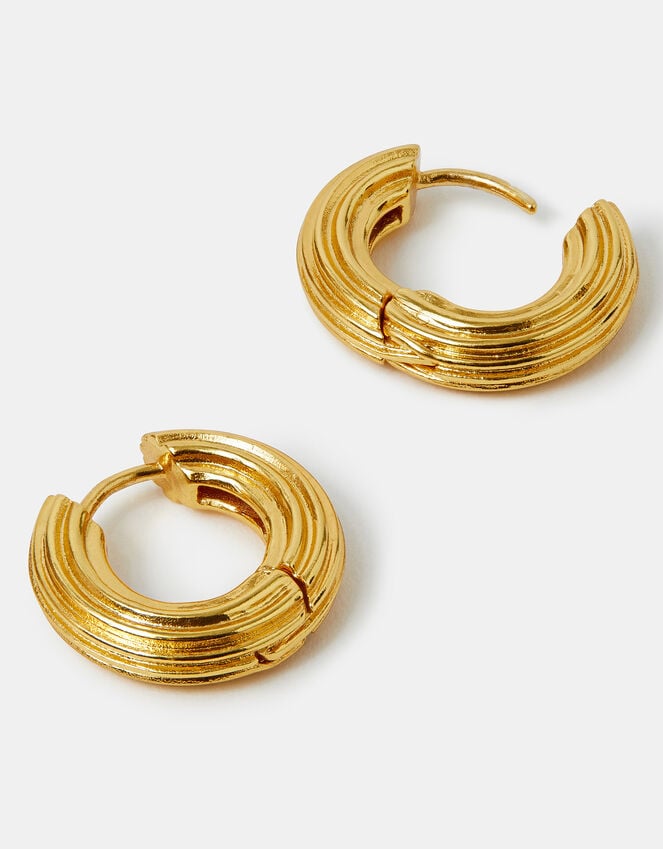 accessorize 14ct Gold-Plated Chunky Ridge Hoop Earrings