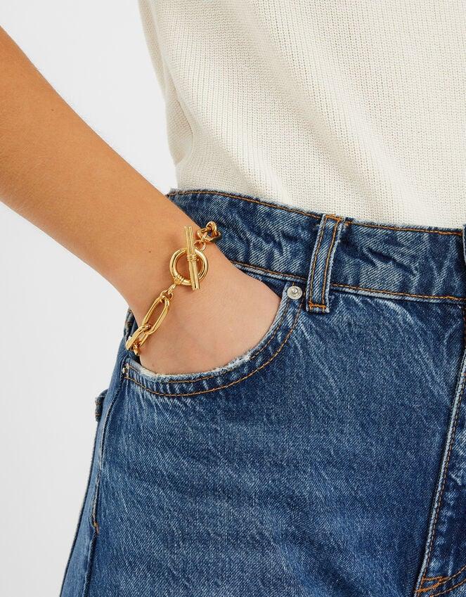Accessorize 14ct Gold-Plated Chunky T-Bar Chain Bracelet