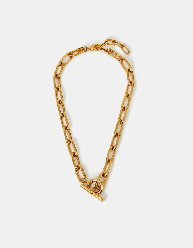 Accessorize 14ct Gold-Plated Chunky T-Bar Chain Necklace