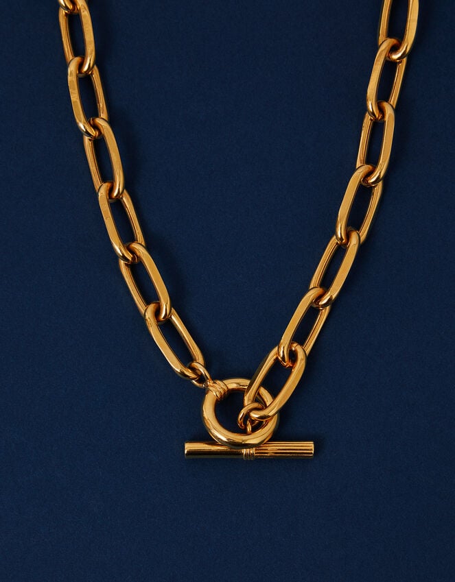 Accessorize 14ct Gold-Plated Chunky T-Bar Chain Necklace