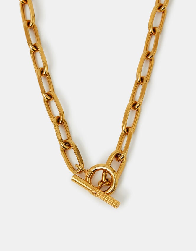accessorize 14ct Gold-Plated Chunky T-Bar Chain Necklace