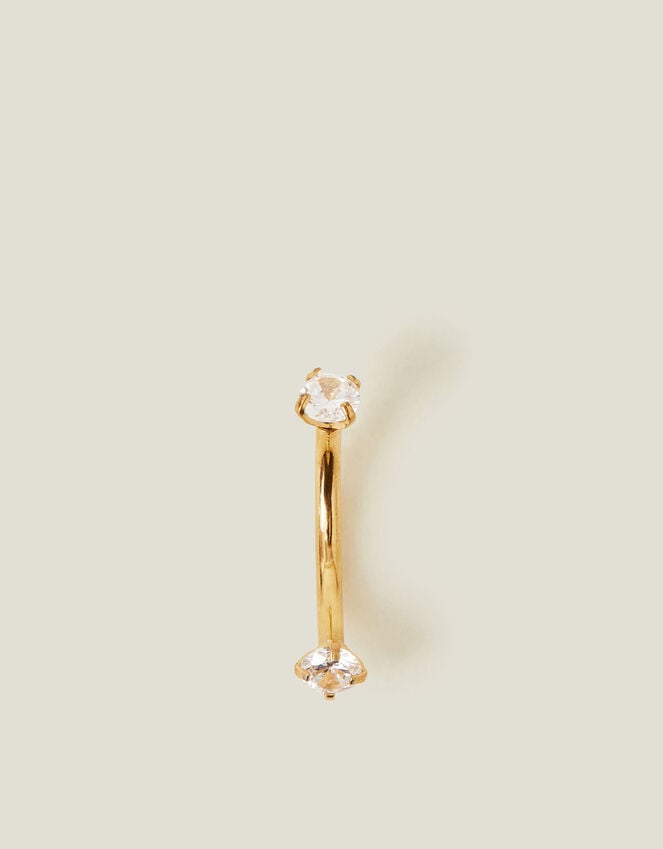 Accessorize 14ct Gold-Plated Cubic Zirconia Curved Barbell