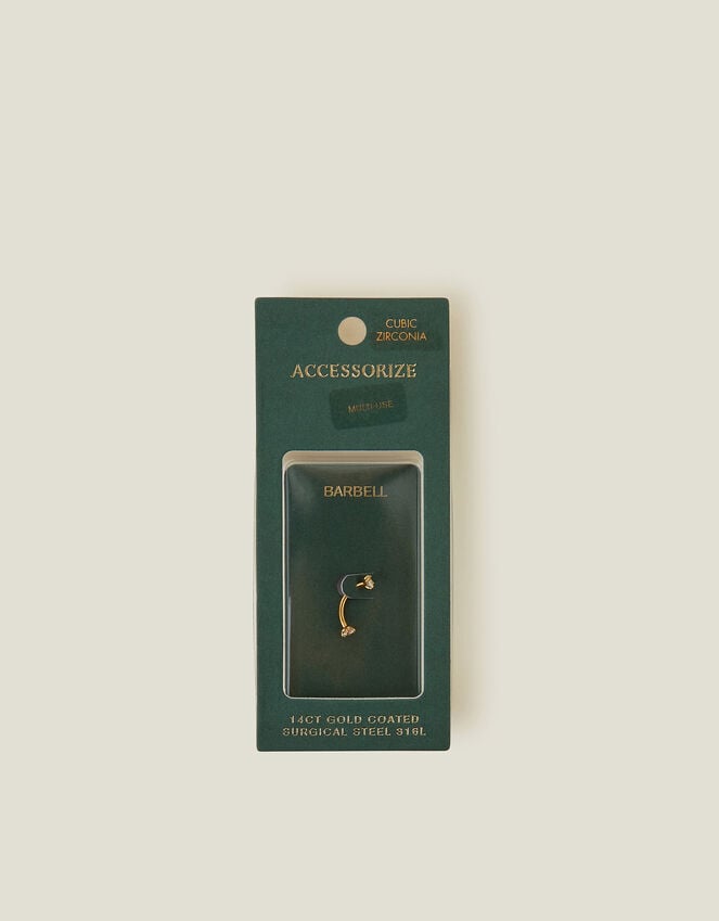 Accessorize 14ct Gold-Plated Cubic Zirconia Curved Barbell