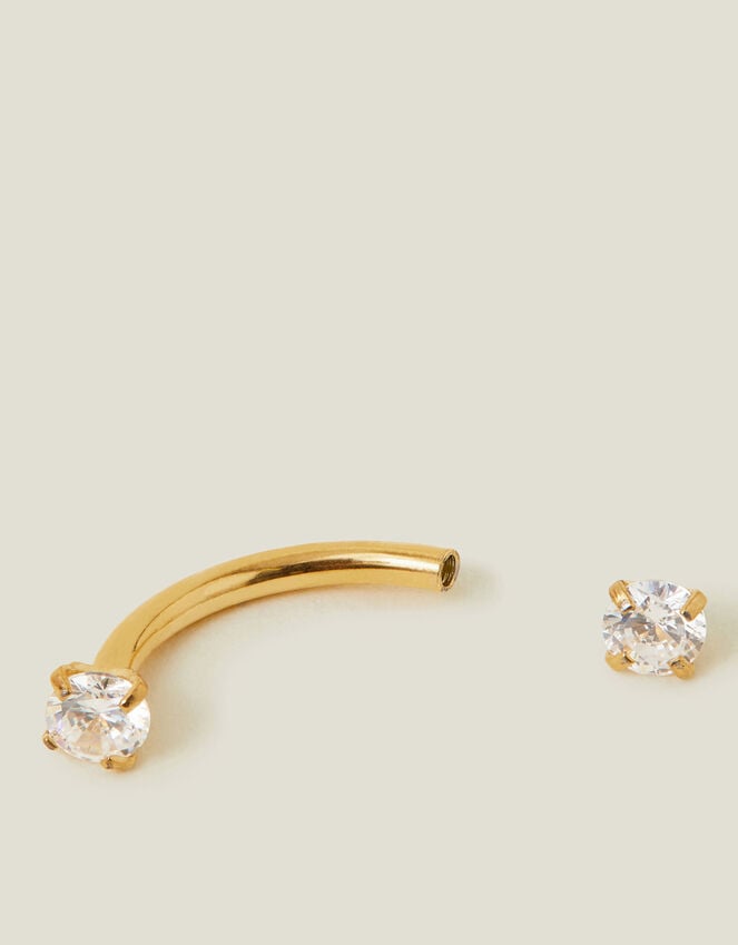 accessorize 14ct Gold-Plated Cubic Zirconia Curved Barbell