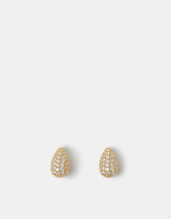 Accessorize 14ct Gold-Plated Diamanté Curve Teardrop Earrings