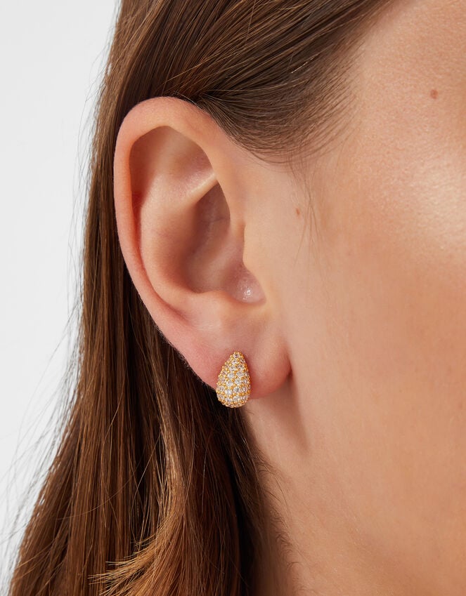 Accessorize 14ct Gold-Plated Diamanté Curve Teardrop Earrings