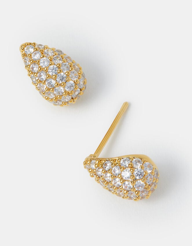 accessorize 14ct Gold-Plated Diamanté Curve Teardrop Earrings