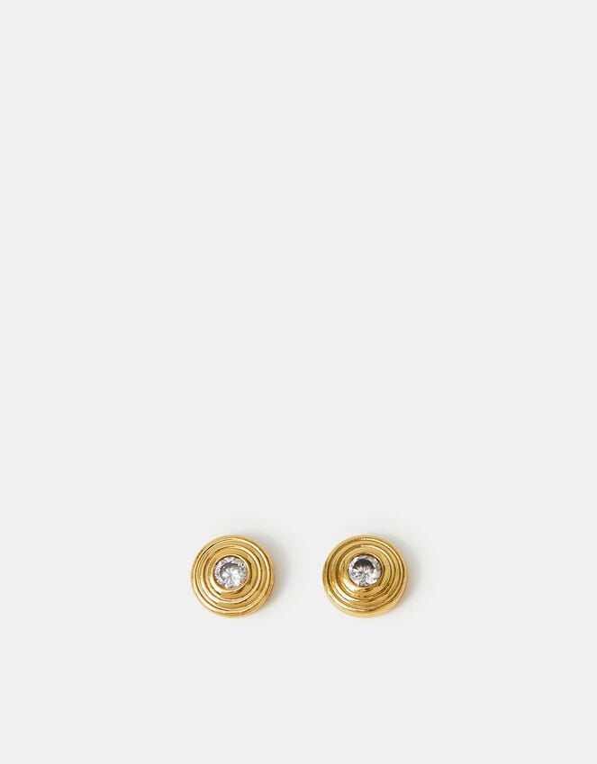 Accessorize 14ct Gold-Plated Diamanté Disc Stud Earrings