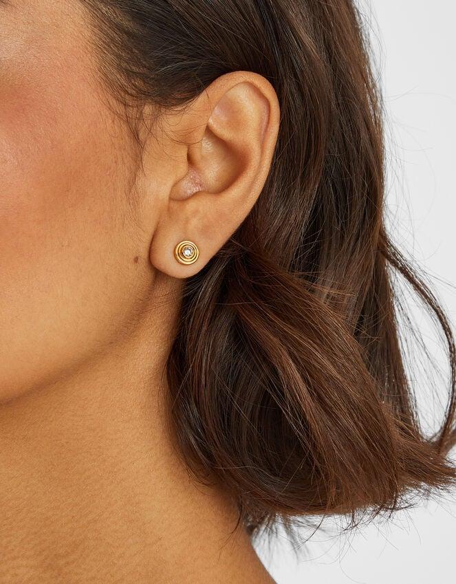 Accessorize 14ct Gold-Plated Diamanté Disc Stud Earrings