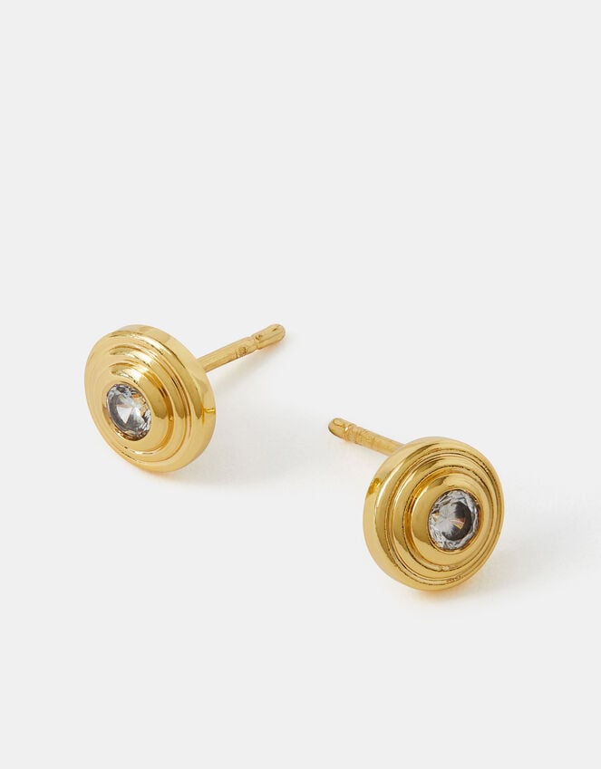 accessorize 14ct Gold-Plated Diamanté Disc Stud Earrings