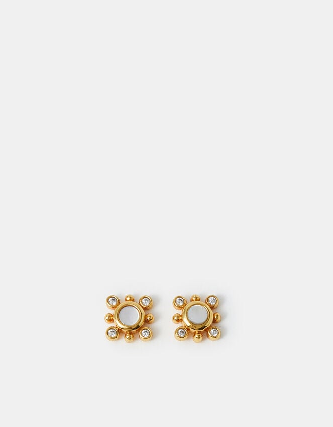 Accessorize 14ct Gold-Plated Diamanté Flower Stud Earrings