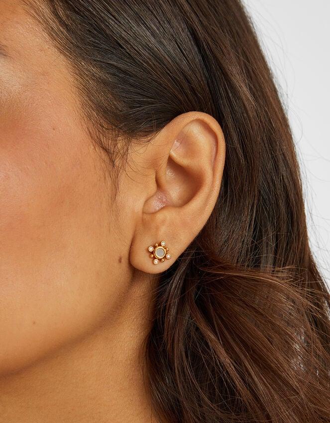 Accessorize 14ct Gold-Plated Diamanté Flower Stud Earrings