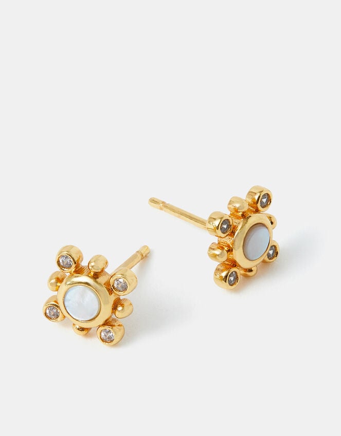 accessorize 14ct Gold-Plated Diamanté Flower Stud Earrings