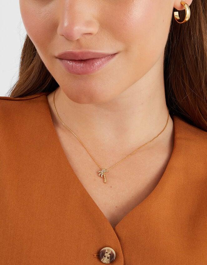 Accessorize 14ct Gold-Plated Diamanté Palm Tree Pendant Necklace