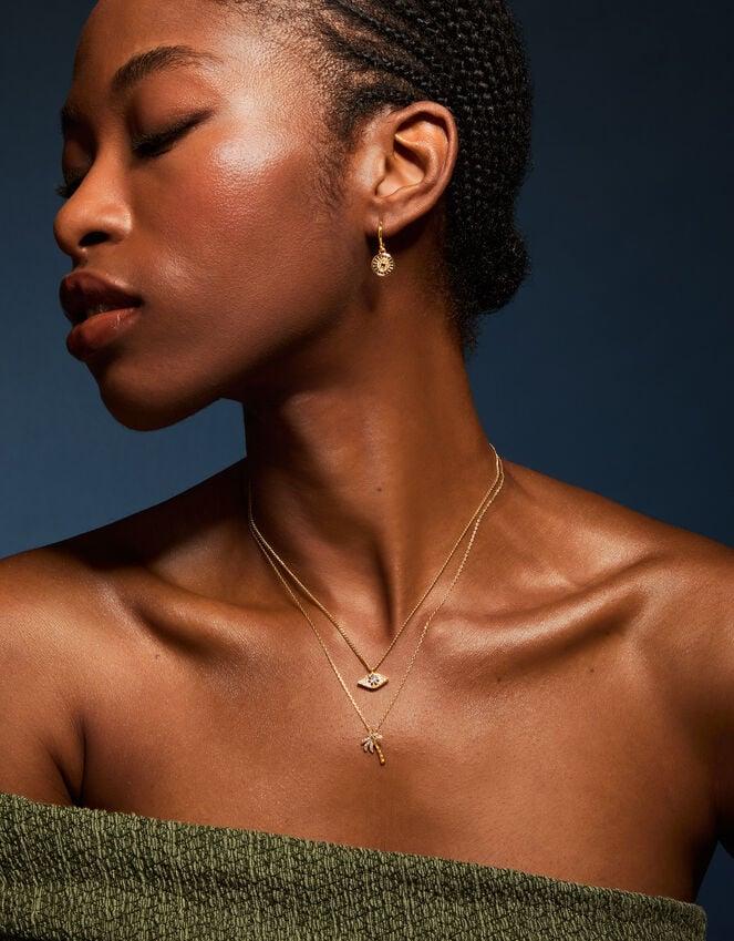 Accessorize 14ct Gold-Plated Diamanté Palm Tree Pendant Necklace