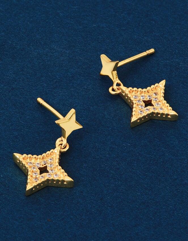 Accessorize 14ct Gold-Plated Diamante Star Drop Earrings